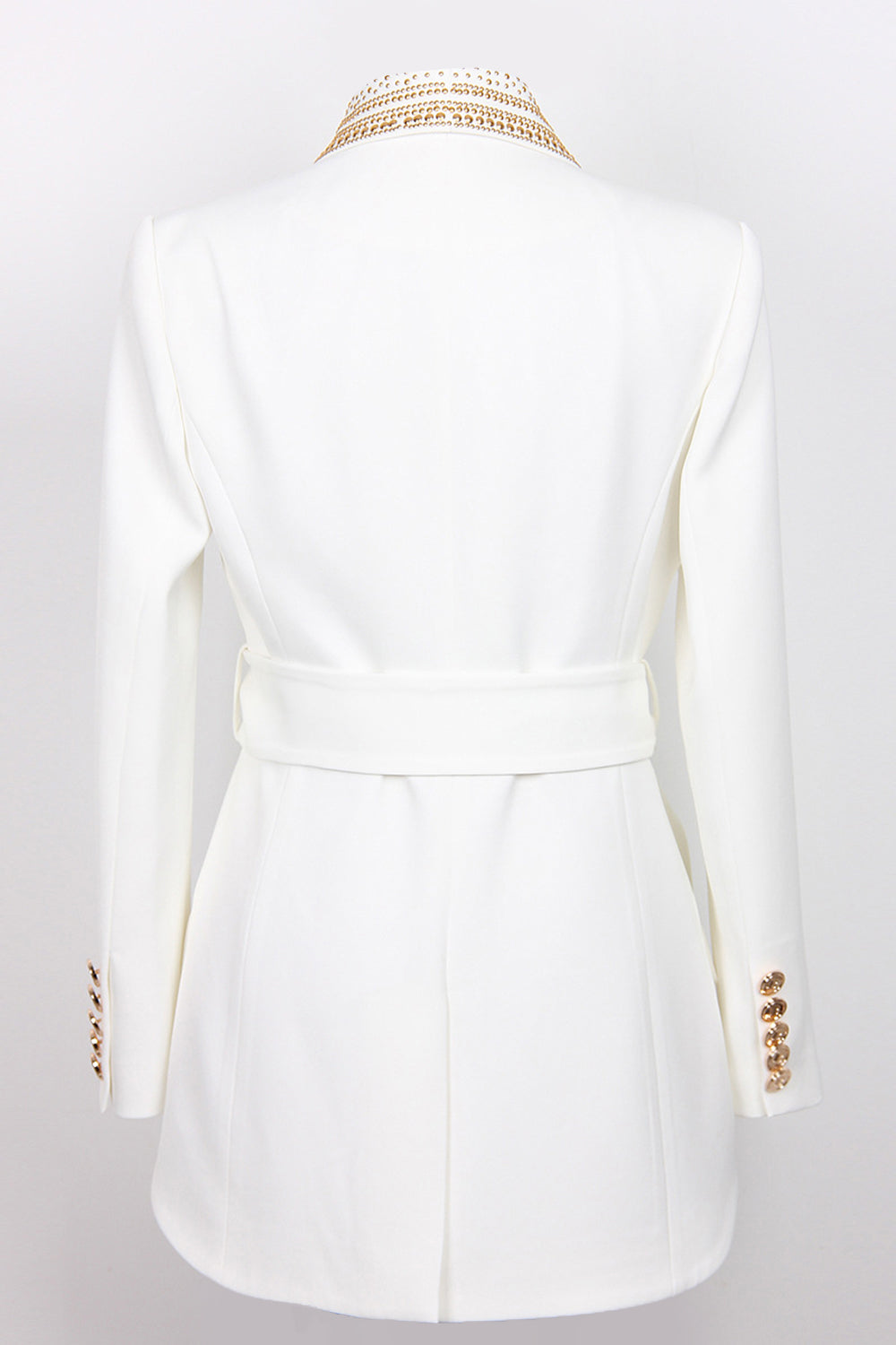 Kvinders Blazer Hvid Moderne Polyester Guldperle Dekoration-1