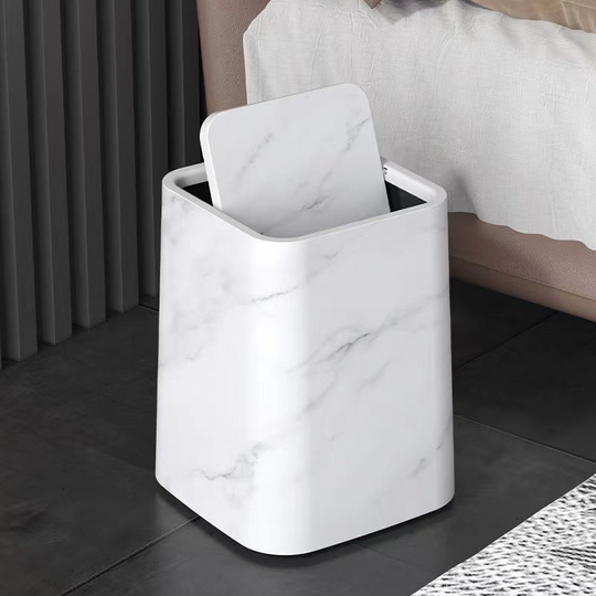 Affaldsspand med Svinglåg i Marmor Design 4