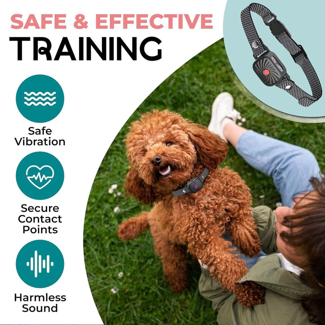 Anti Gø Halsbånd til Hunde med Lyd og Vibration - Justerbart og Vandtæt Design 2