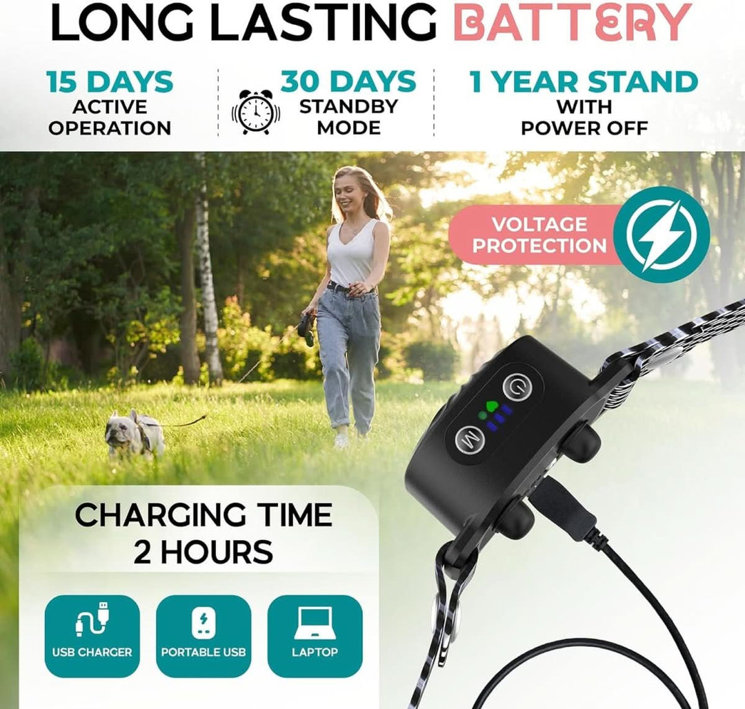 Anti Gø Halsbånd til Hunde med Lyd og Vibration - Justerbart og Vandtæt Design 3