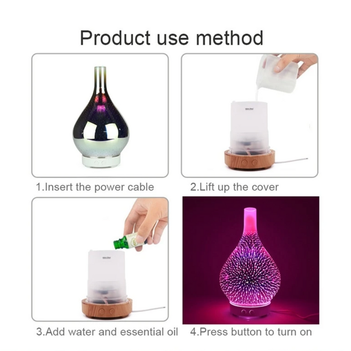 Aroma Diffuser i 3D Glas med LED Lys 6