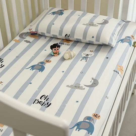 Babylagensæt til tremmeseng med elefantmotiv 9