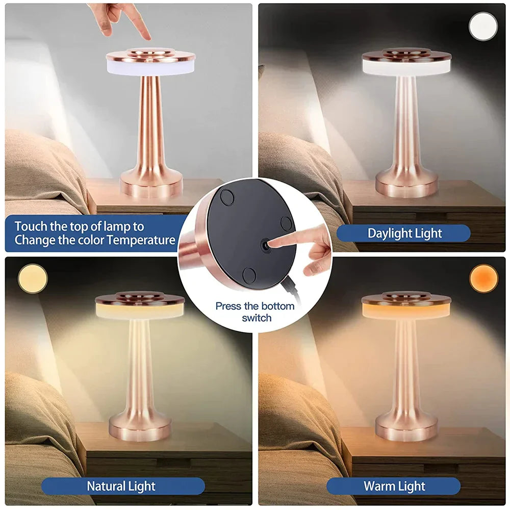 Bærbar Bordlampe Trådløs med Retro Design 4