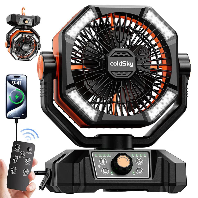 Bærbar Campingventilator Med 20000mAh Batteri Og 4 LED Lanterner 10
