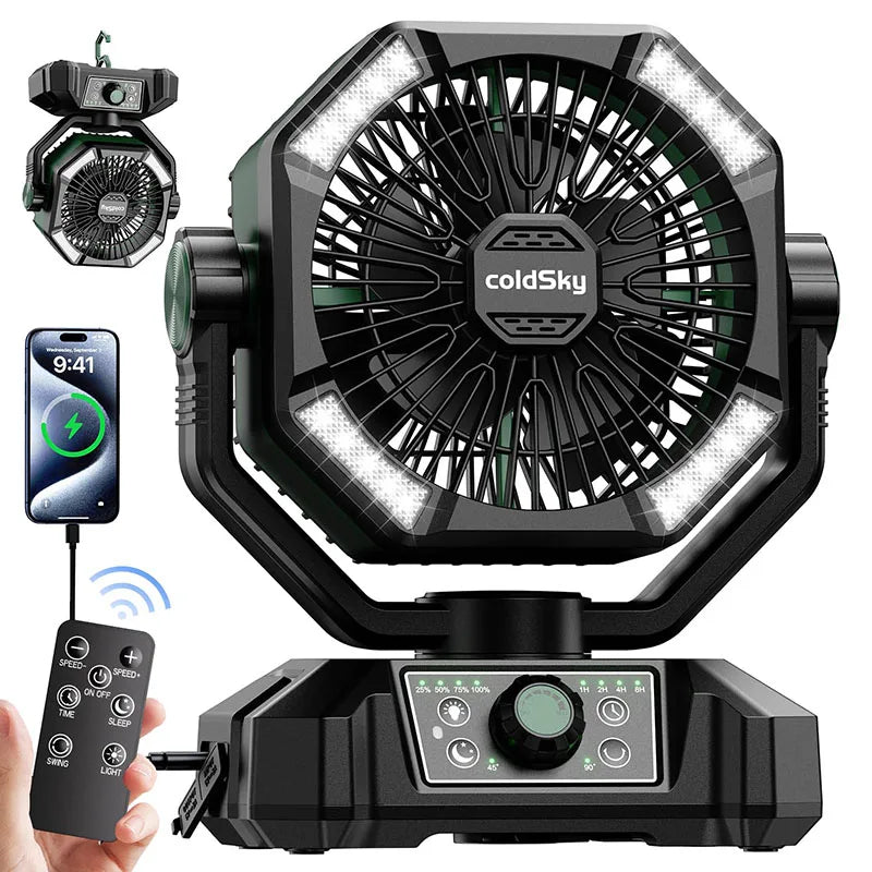 Bærbar Campingventilator Med 20000mAh Batteri Og 4 LED Lanterner 11