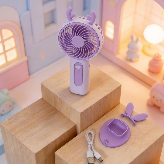 Bærbar Håndventilator med Kanin Design 6