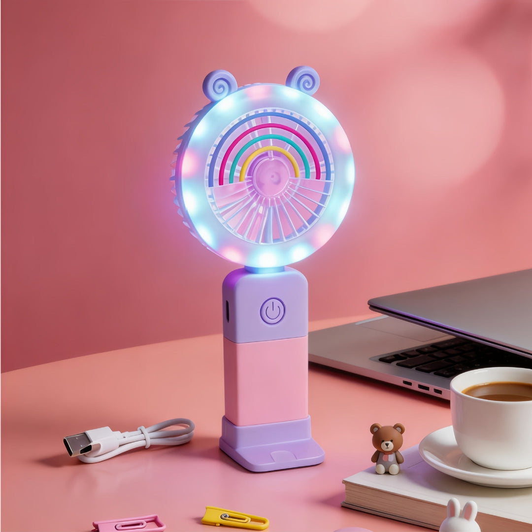 Bærbar Håndventilator med LED Lys 6