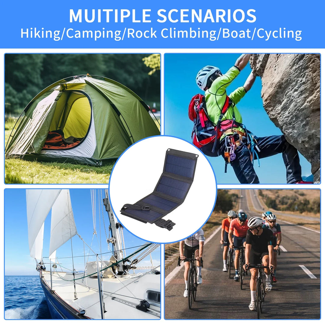 Bærbar Solpanel Oplader 20W 50W 60W - Ideel Til Campingvogn Og Udendørs Aktiviteter 1
