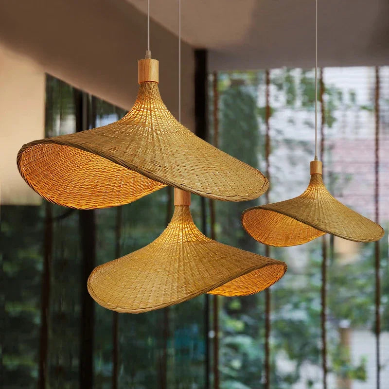 Bamboo Pendel Lampe Rustik Boho Design 1
