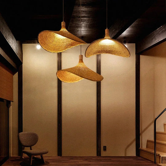 Bamboo Pendel Lampe Rustik Boho Design 5