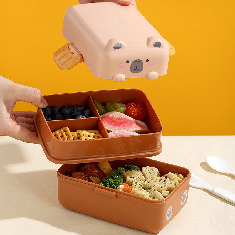 Bento-madbeholder til børn med dyretema og flere rum 1