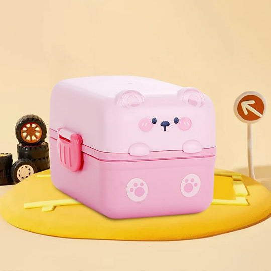 Bento-madbeholder til børn med dyretema og flere rum 2