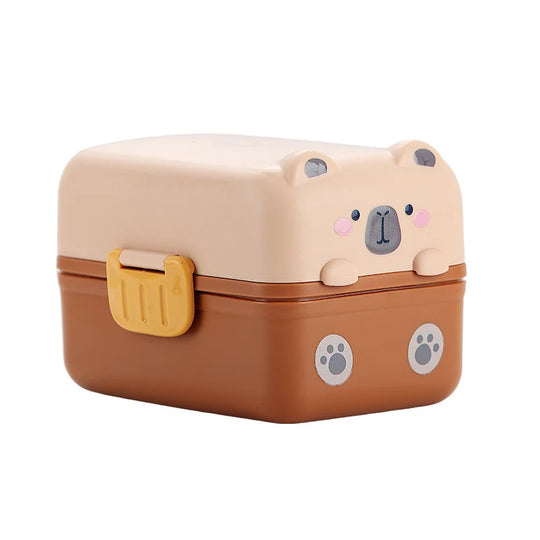 Bento-madbeholder til børn med dyretema og flere rum 3