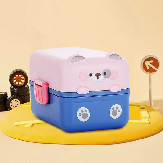 Bento-madbeholder til børn med dyretema og flere rum 5
