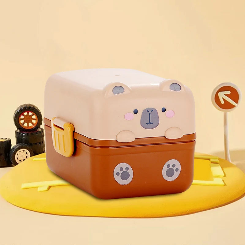 Bento-madbeholder til børn med dyretema og flere rum 6