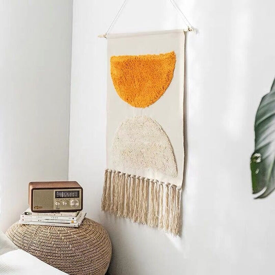 Boho Håndvævet Gobelin med Kvaster 2