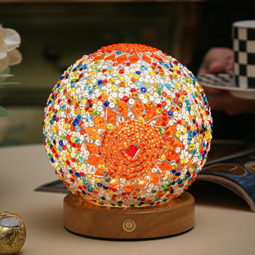 Boho Mosaik Glas Natlampe 9