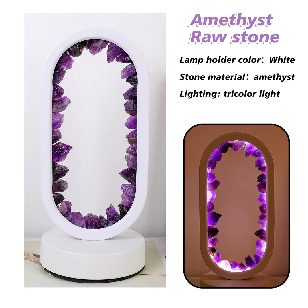 Bordlampe Ametyst Håndlavet Med Blød Belysning 10
