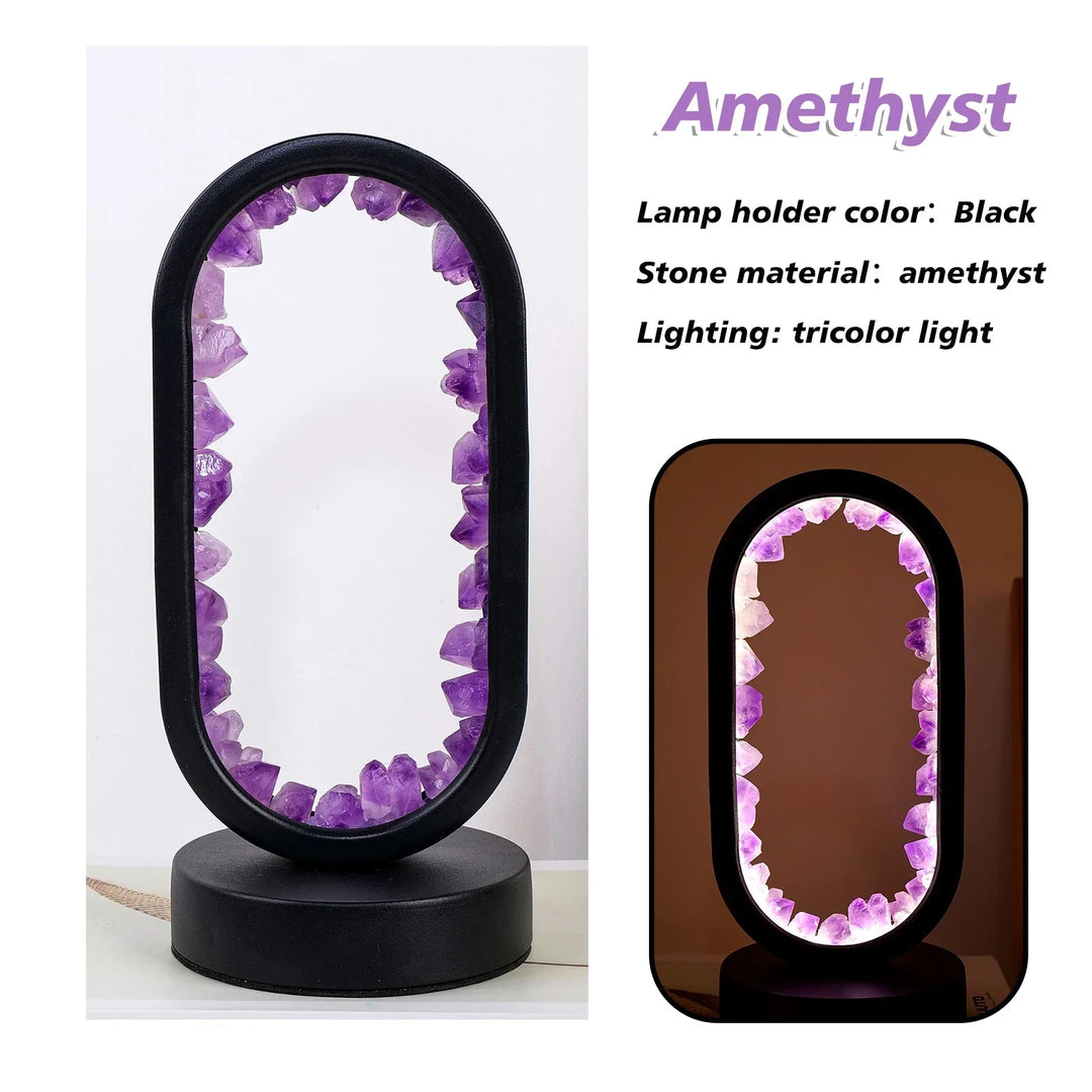 Bordlampe Ametyst Håndlavet Med Blød Belysning 11