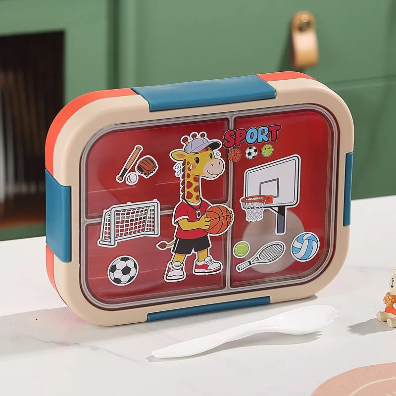 Børns Bento Madkasse Med Sportsmotiv og Flere Rum 0