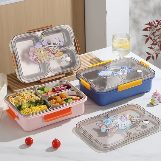 Børns Bento Madkasse med Flere Rum og Bjørnetema 1