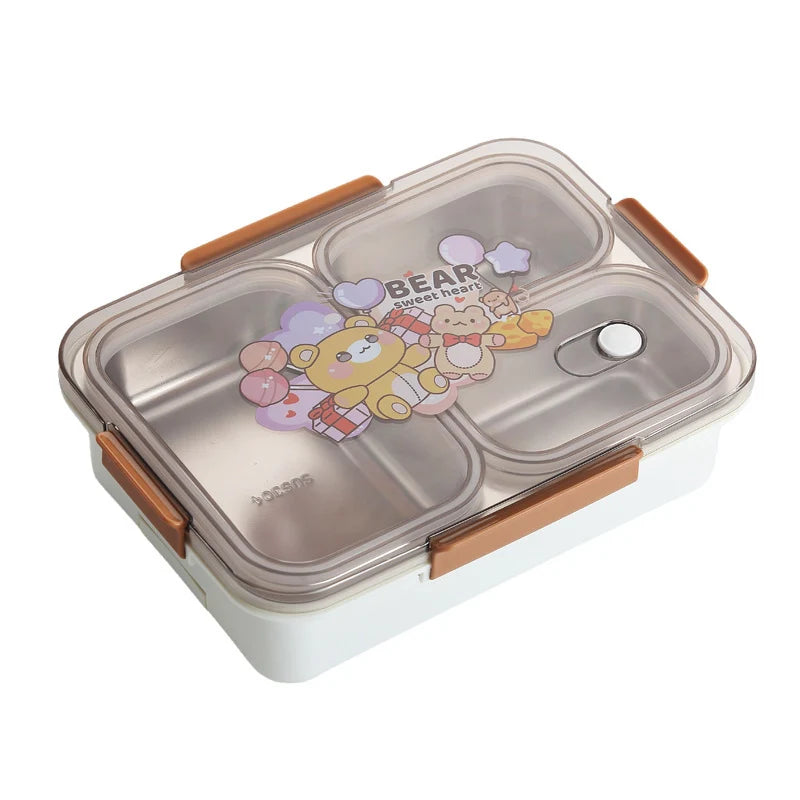Børns Bento Madkasse med Flere Rum og Bjørnetema 5