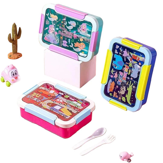 Børns Bento Madkasse med Flere Sektioner og Temadesign 0