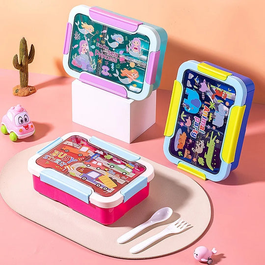 Børns Bento Madkasse med Flere Sektioner og Temadesign 4