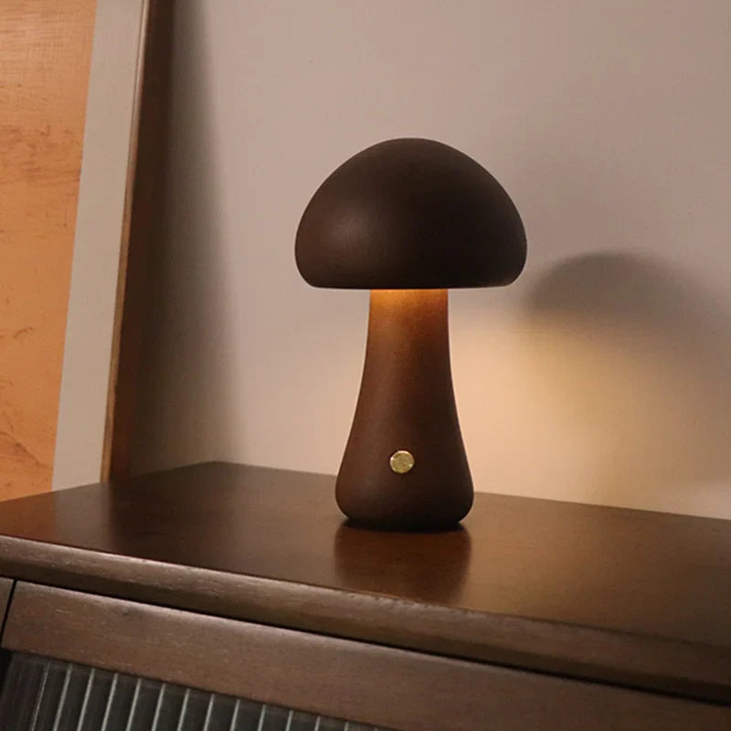Børns Natlampe Svampeformet Trælampelampe 9