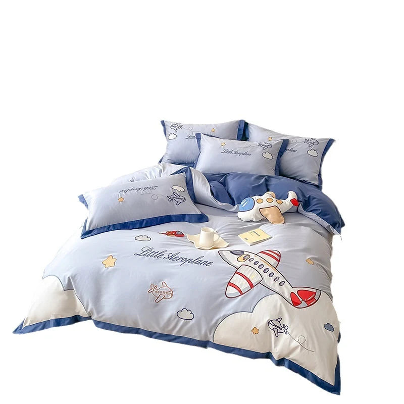 Børns Sengetøjssæt Med Broderet Flymotiv Fantasifuld Design 5