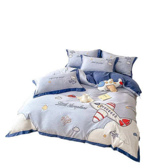 Børns Sengetøjssæt Med Broderet Flymotiv Fantasifuld Design 5