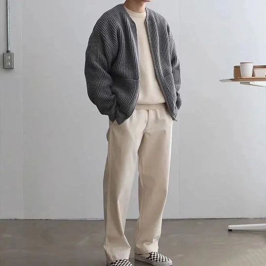 Cardigan Til Herre Strikket Casual Stil 3