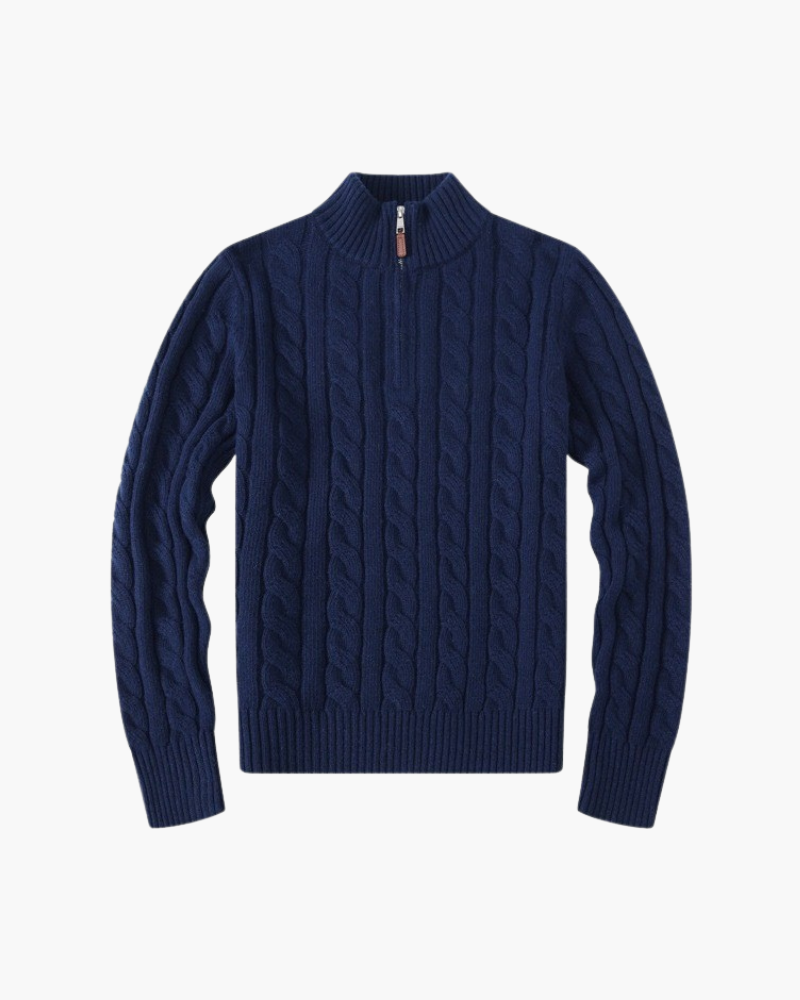 Cardigan Til Herre Zip-Up I Blødt Bomuld Med Høj Krave 3