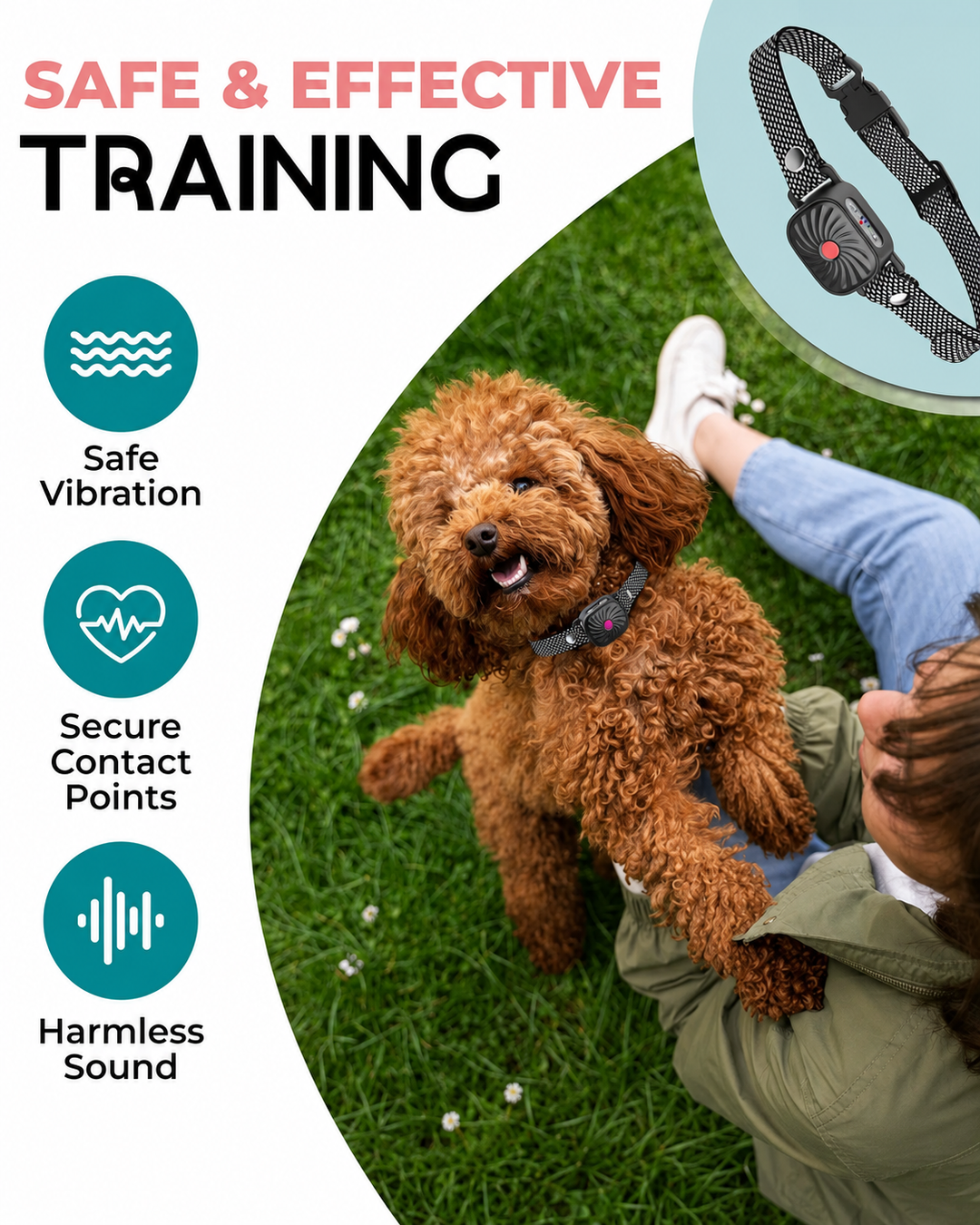 Anti Gø Halsbånd til Hunde med Lyd og Vibration - Justerbart og Vandtæt Design