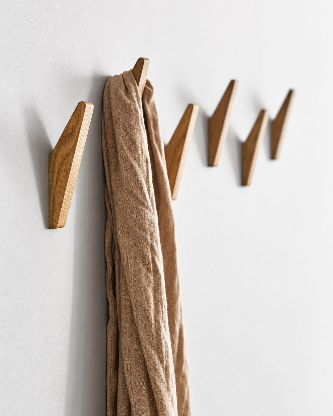 Sæt med 6 Trævægkroge Minimalistisk Design til Indretning