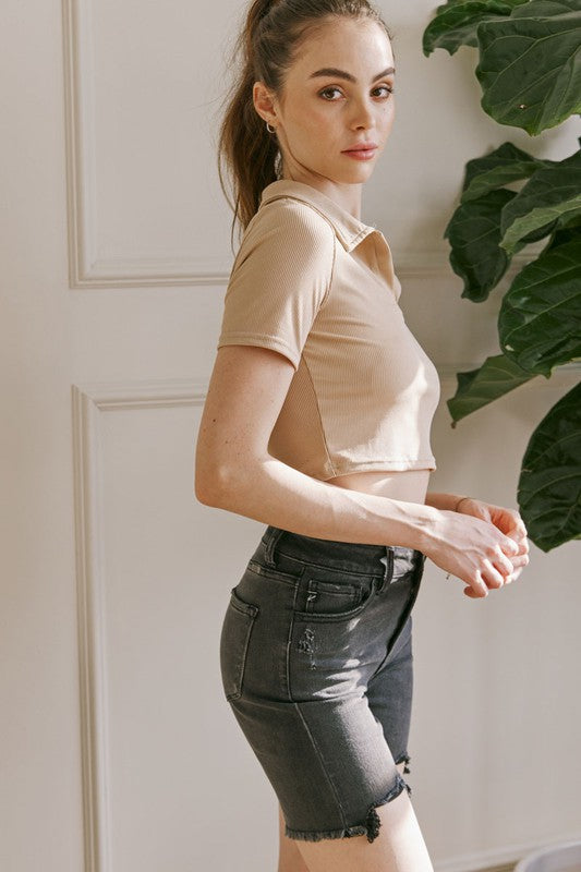 Dame Bermuda Shorts Høj Talje Sort 1