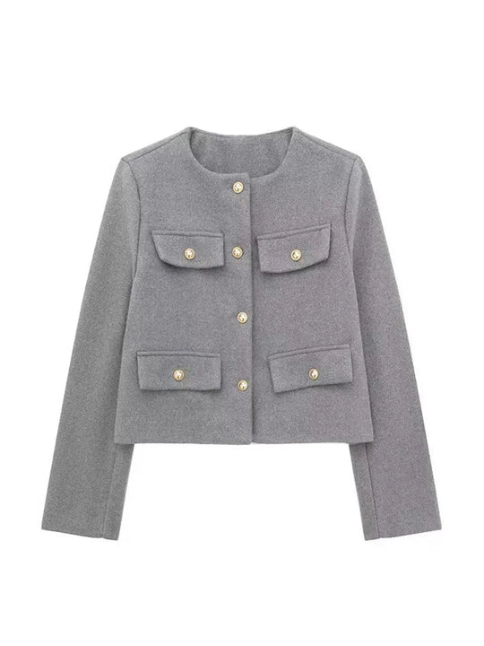Dame Blazer Skræddersyet Tweed Stil 8
