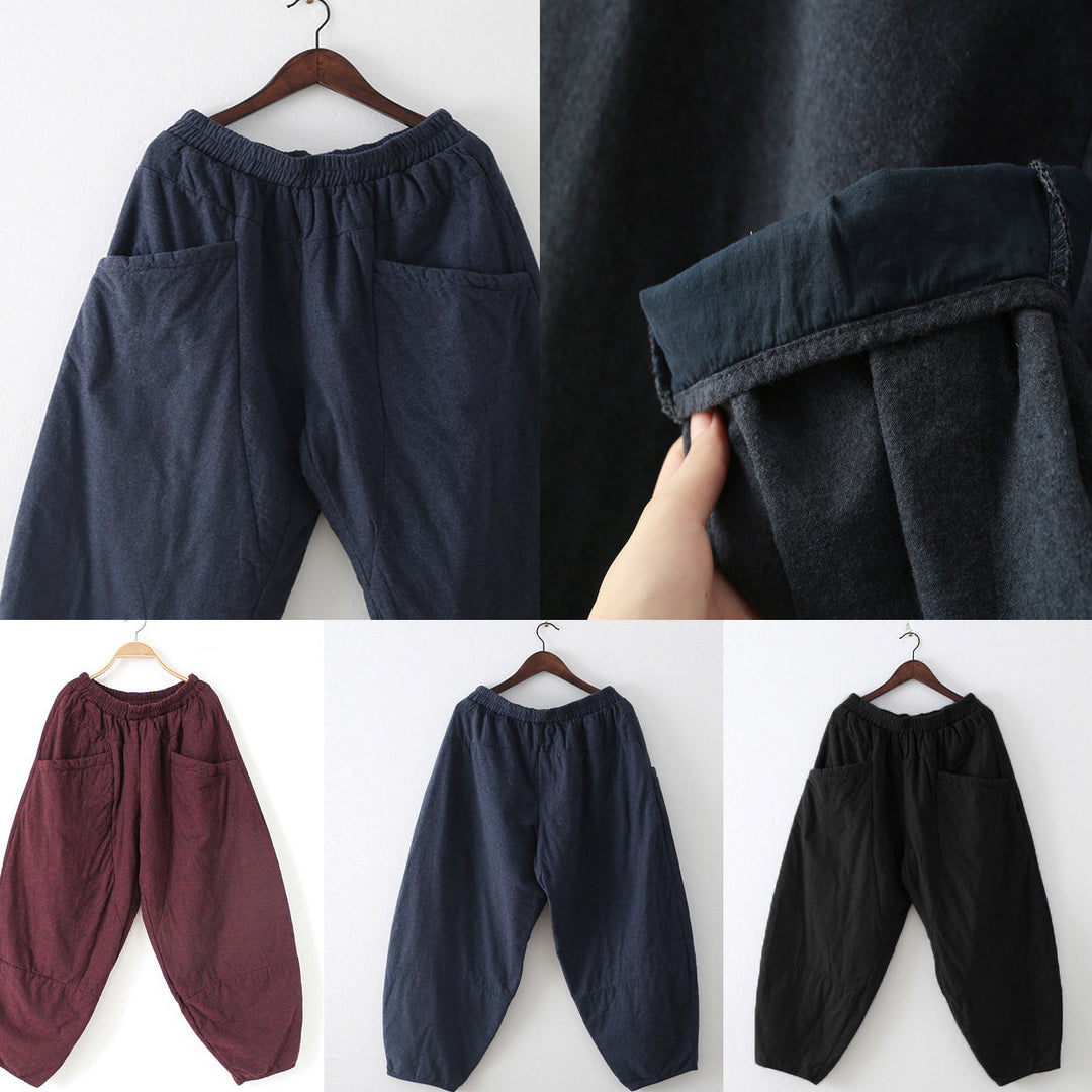 Dame Bukser Vinter Casual Mørkeblå Komfortabel Stil 4
