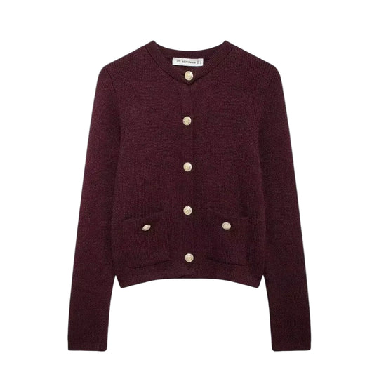 Dame Cardigan Med Guld Knapper Stilfuld Design 0