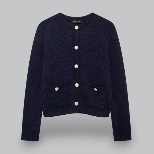 Dame Cardigan Med Guld Knapper Stilfuld Design 5