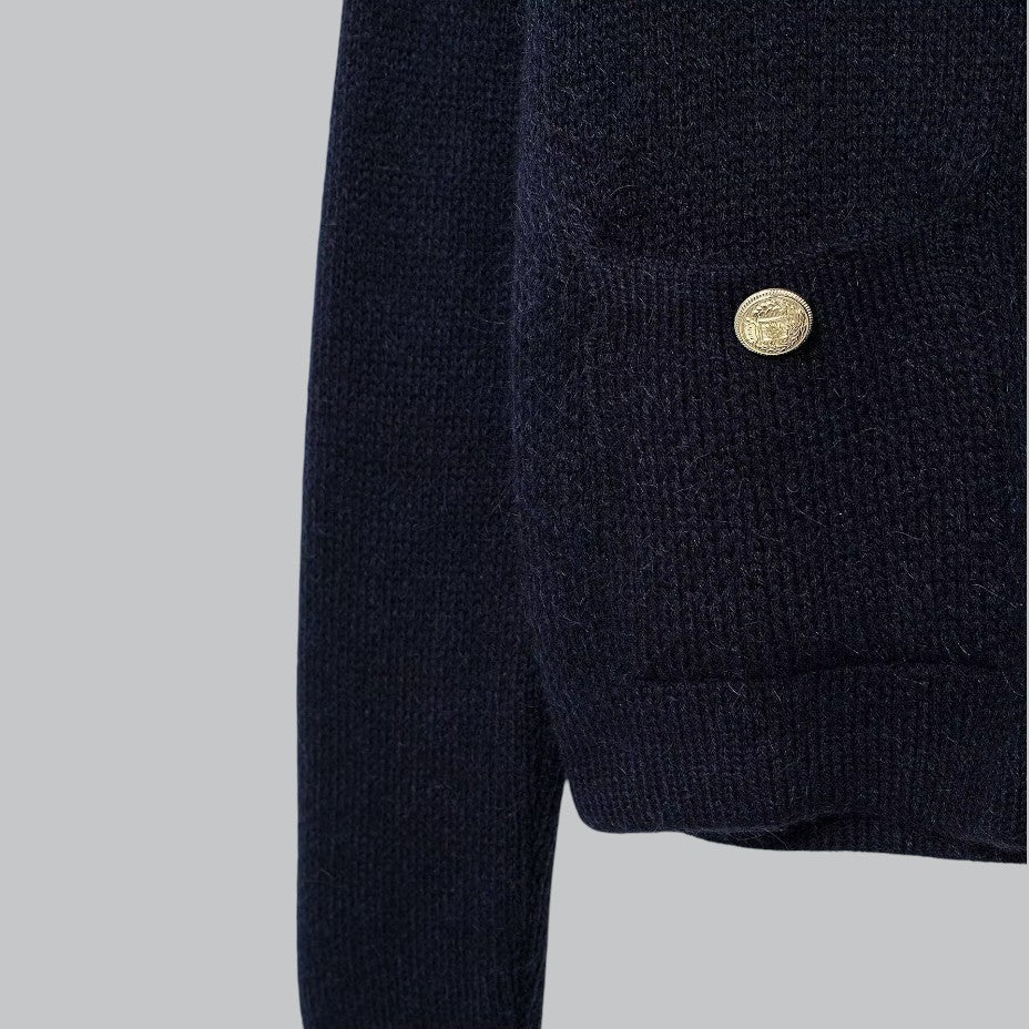 Dame Cardigan Med Guld Knapper Stilfuld Design 7
