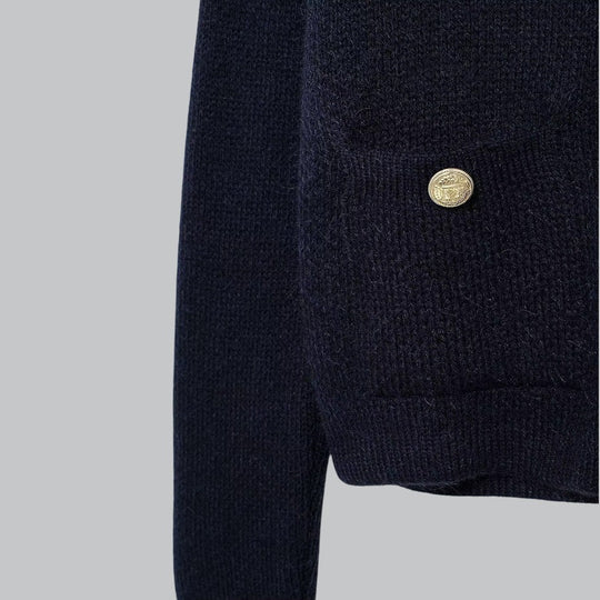 Dame Cardigan Med Guld Knapper Stilfuld Design 7