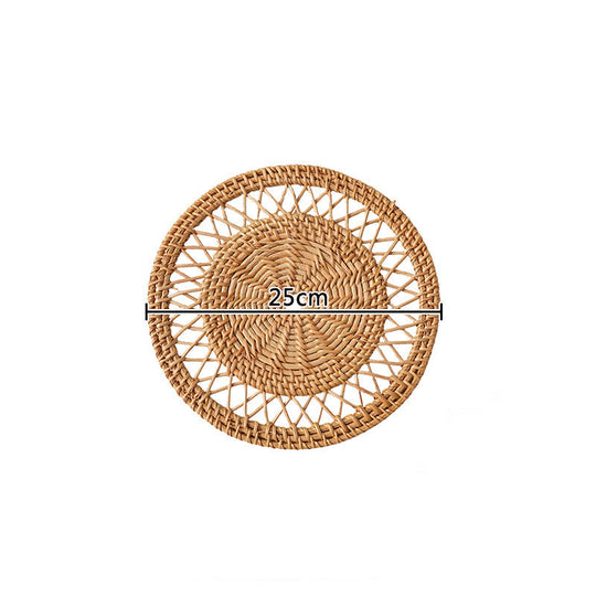 Dame Dækkeserviet Håndlavet Rattan 25 cm - Naturlig Og Hygge Indretning 0