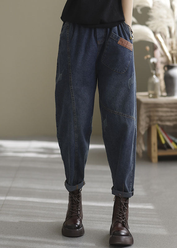 Dame Denim Bukser med Elastisk Talje og Lommer 0