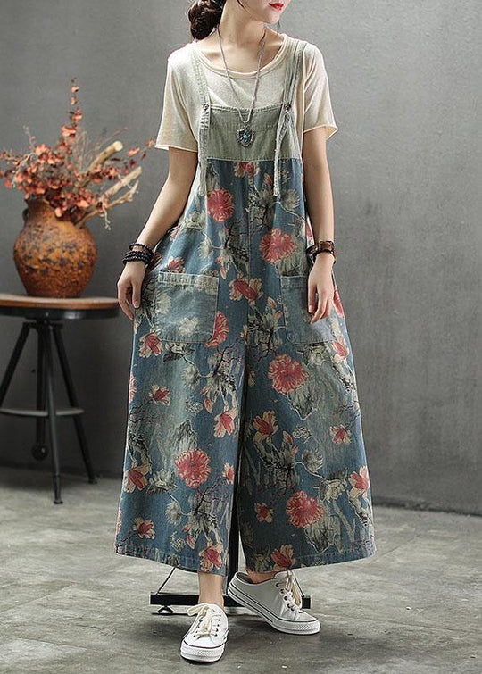Dame Denim Romper med Patchwork Design 1