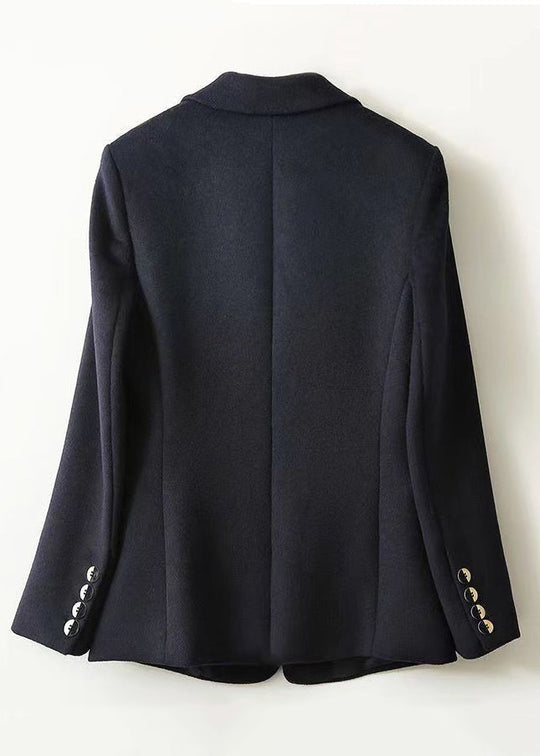 Dame Efterårsfrakke i Marineblå Patchwork Stil 4