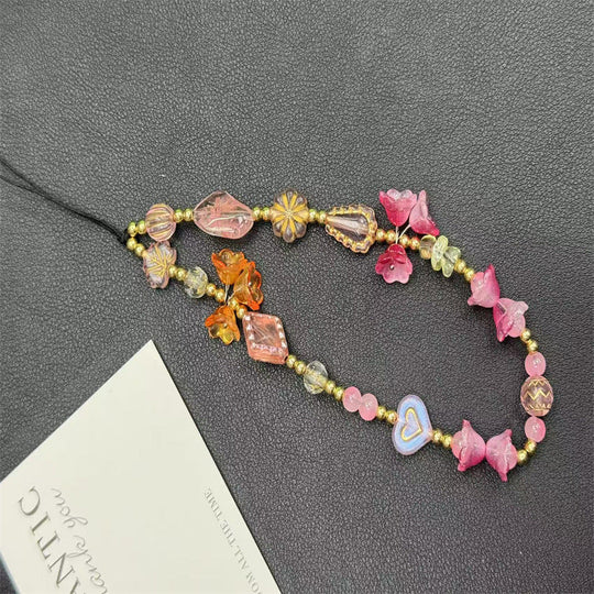 Dame Halskæde Blomsterperler Justerbar 4