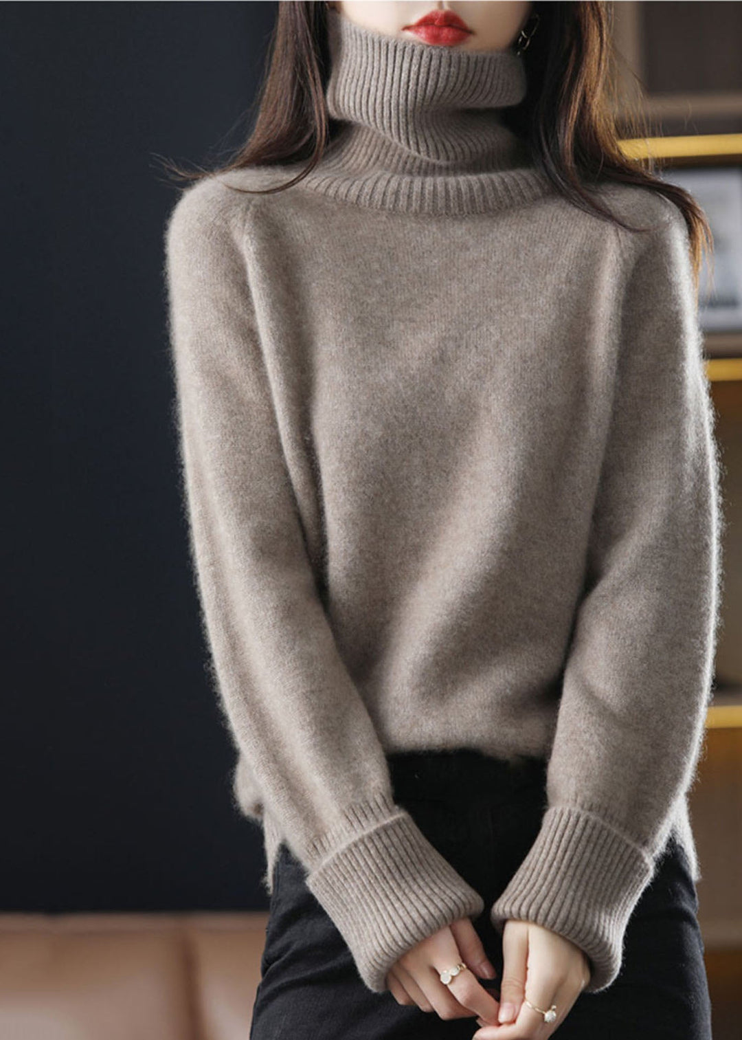 Dame Høj Hals Strik Sweater 3