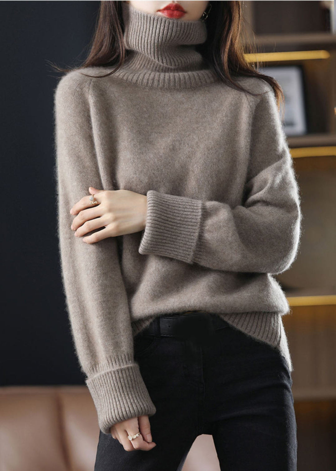 Dame Høj Hals Strik Sweater 4