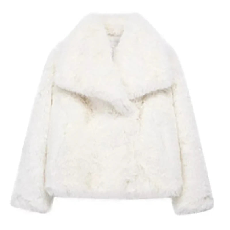 Dame Jakke Kort Fluffy Stil Moderne Design 5